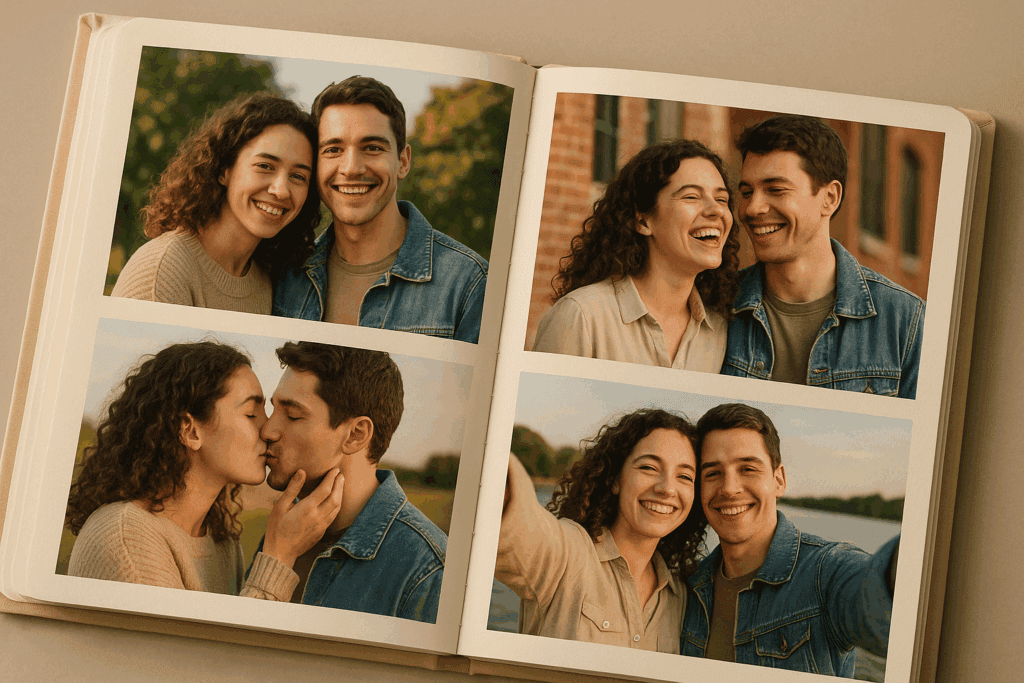 Um álbum com fotos do casal como presente feito a mão para namorado