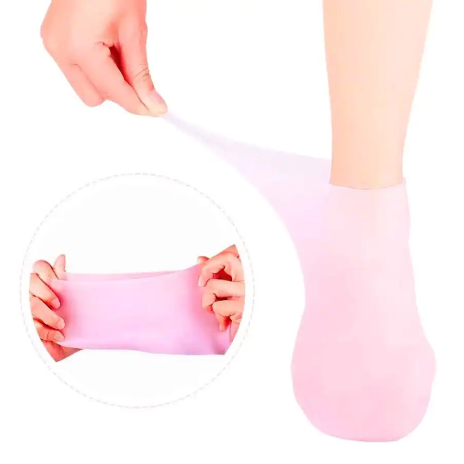 Meia de silicone para hidratação dos pés