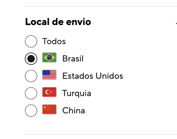 Enviado do Brasil' na busca para filtrar produtos