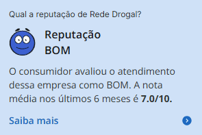 Printe da reputação da Drogal no site Reclame Aqui. 