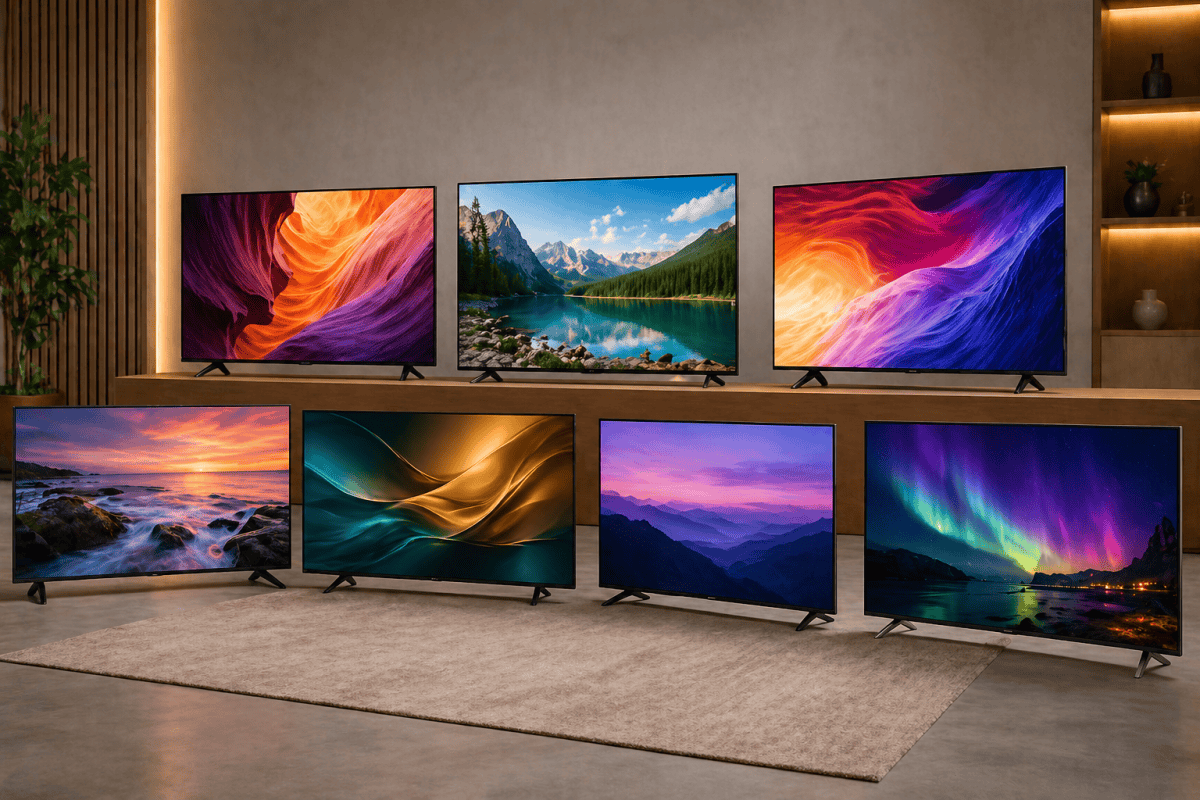 Várias tvs em uma sala.