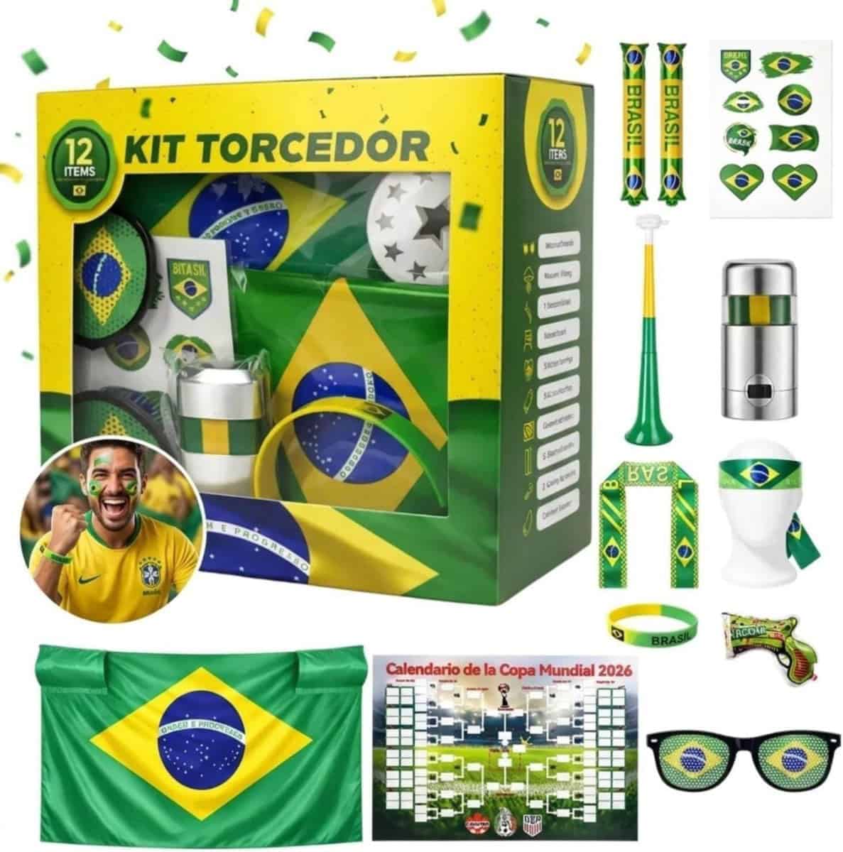 Kit torcedor Brasil Copa do Mundo 2026 completo