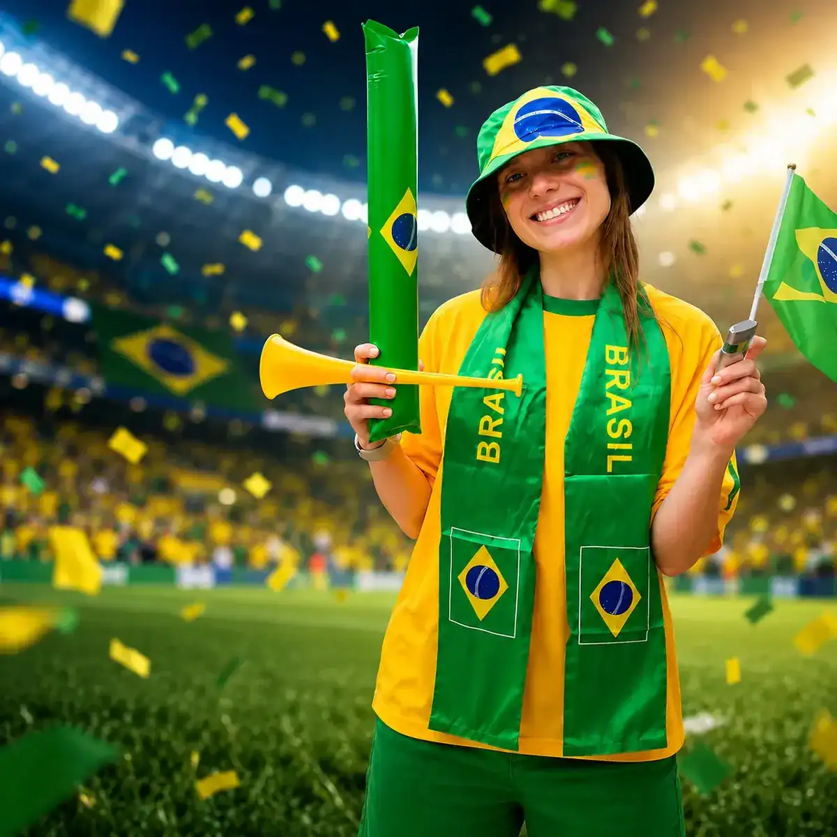 Kit 7 itens torcedor completo Brasil Copa Mundo 2026