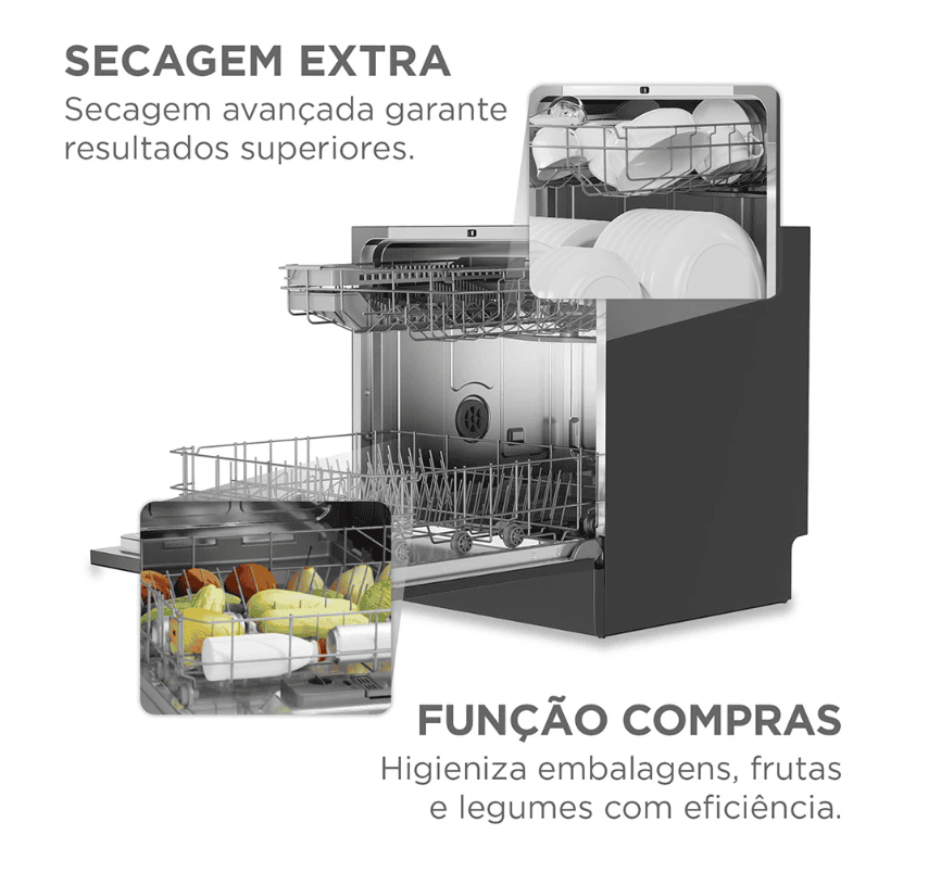 Lava Louças 8 Serviços Cinza Touch Plus Midea