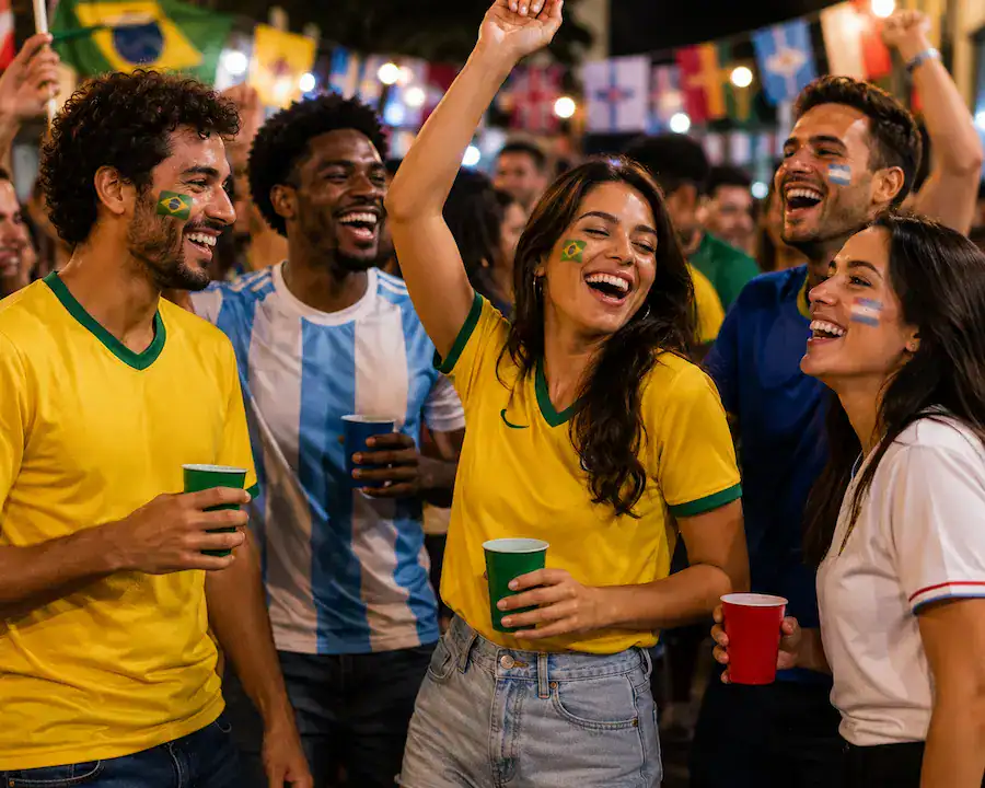 pessoas usando as camisetas da copa de 2026